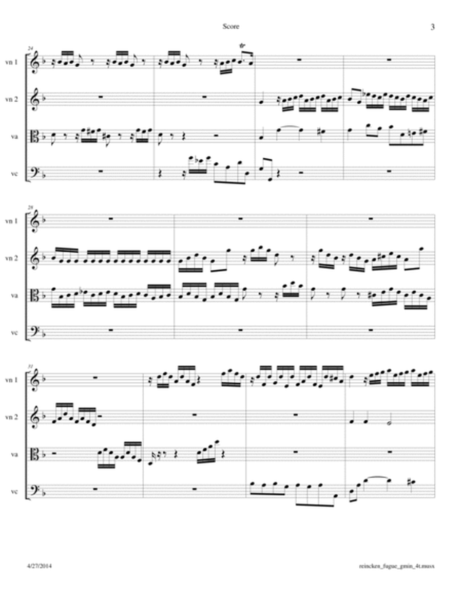 Reincken: Fugue in g Transcribed for String Quartet image number null