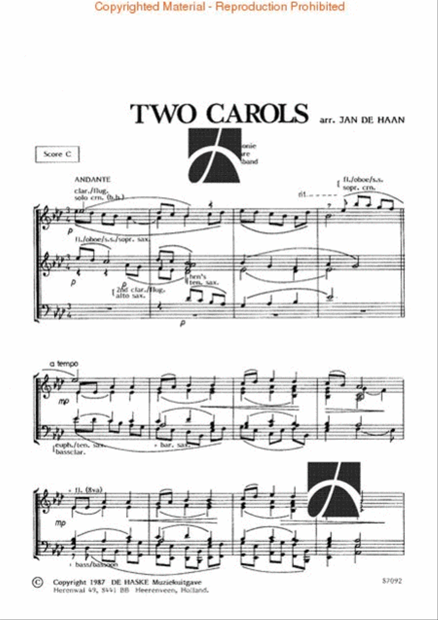 Two Carols Score Only Concert Band scores gallery preview page 2