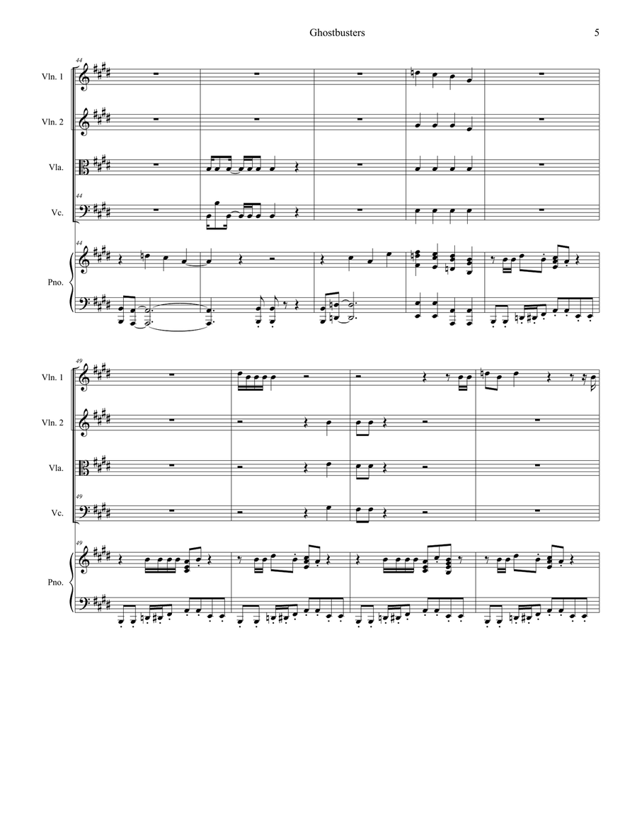 Ghostbusters Ghostbusters Piano Quintet scores gallery preview page 5