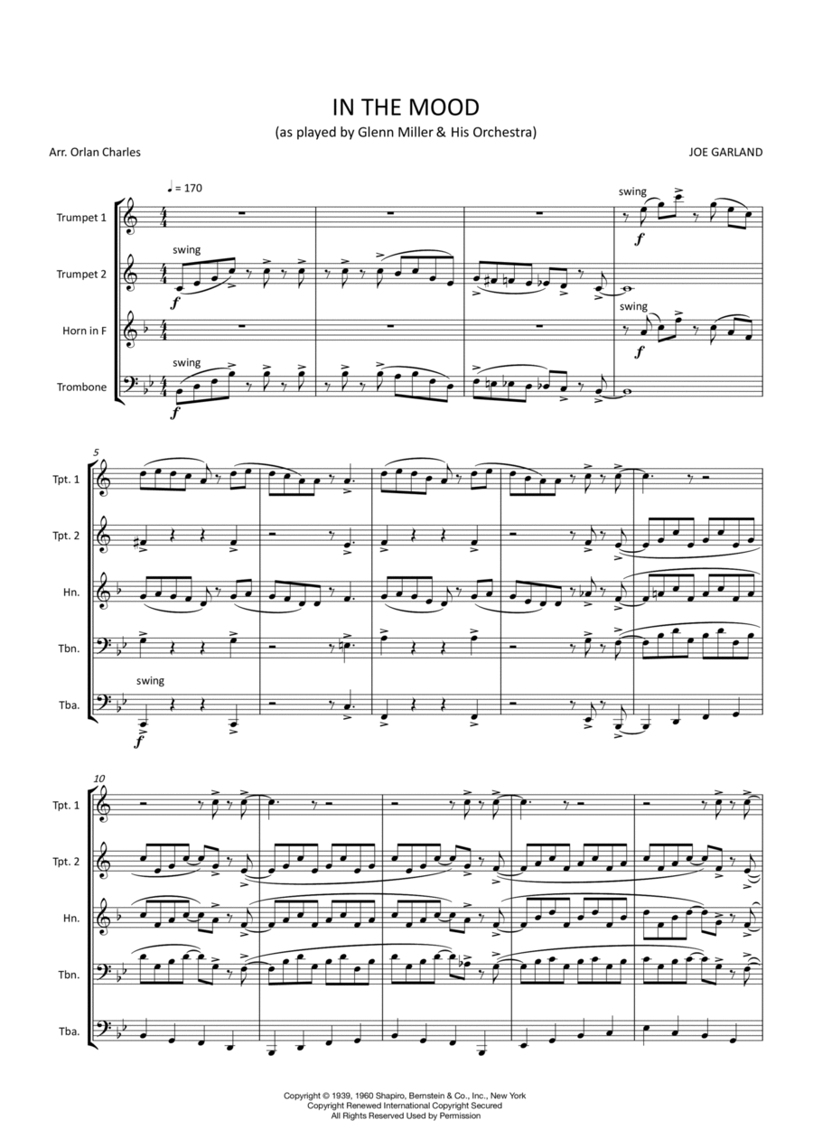In The Mood Brass Ensemble scores gallery preview page 1