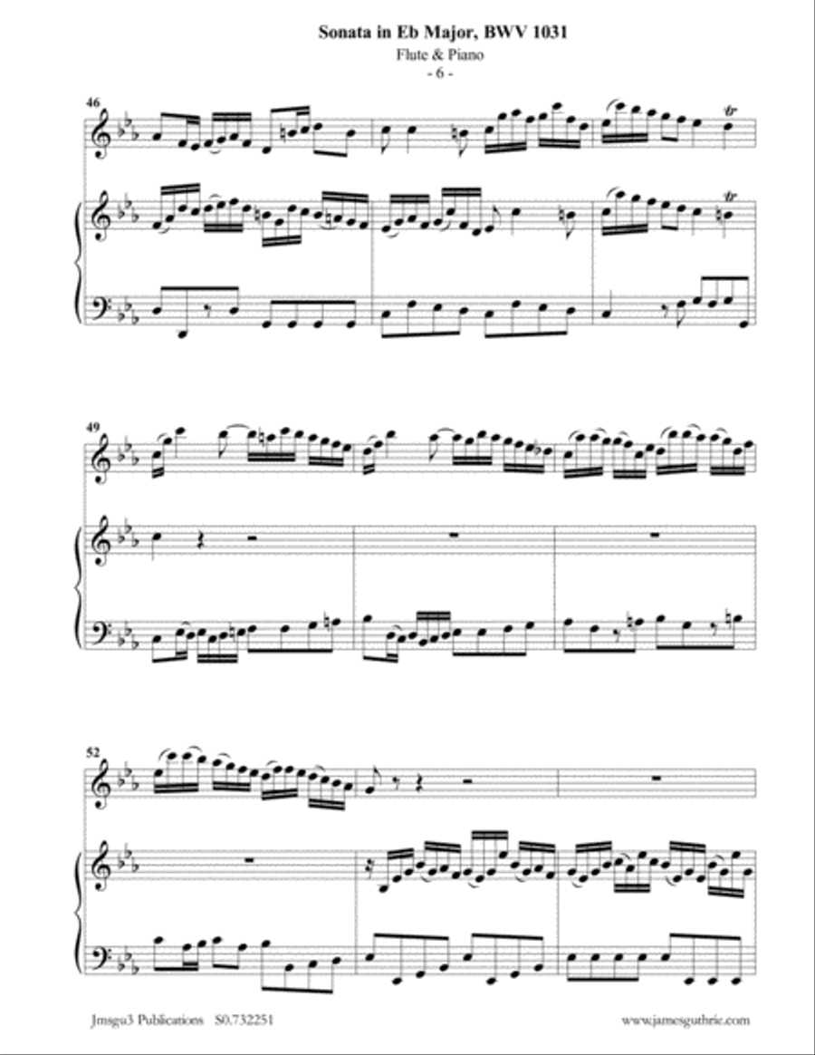 BACH: Sonata in Eb BWV 1031 for Flute & Piano Flute Solo scores gallery preview page 6