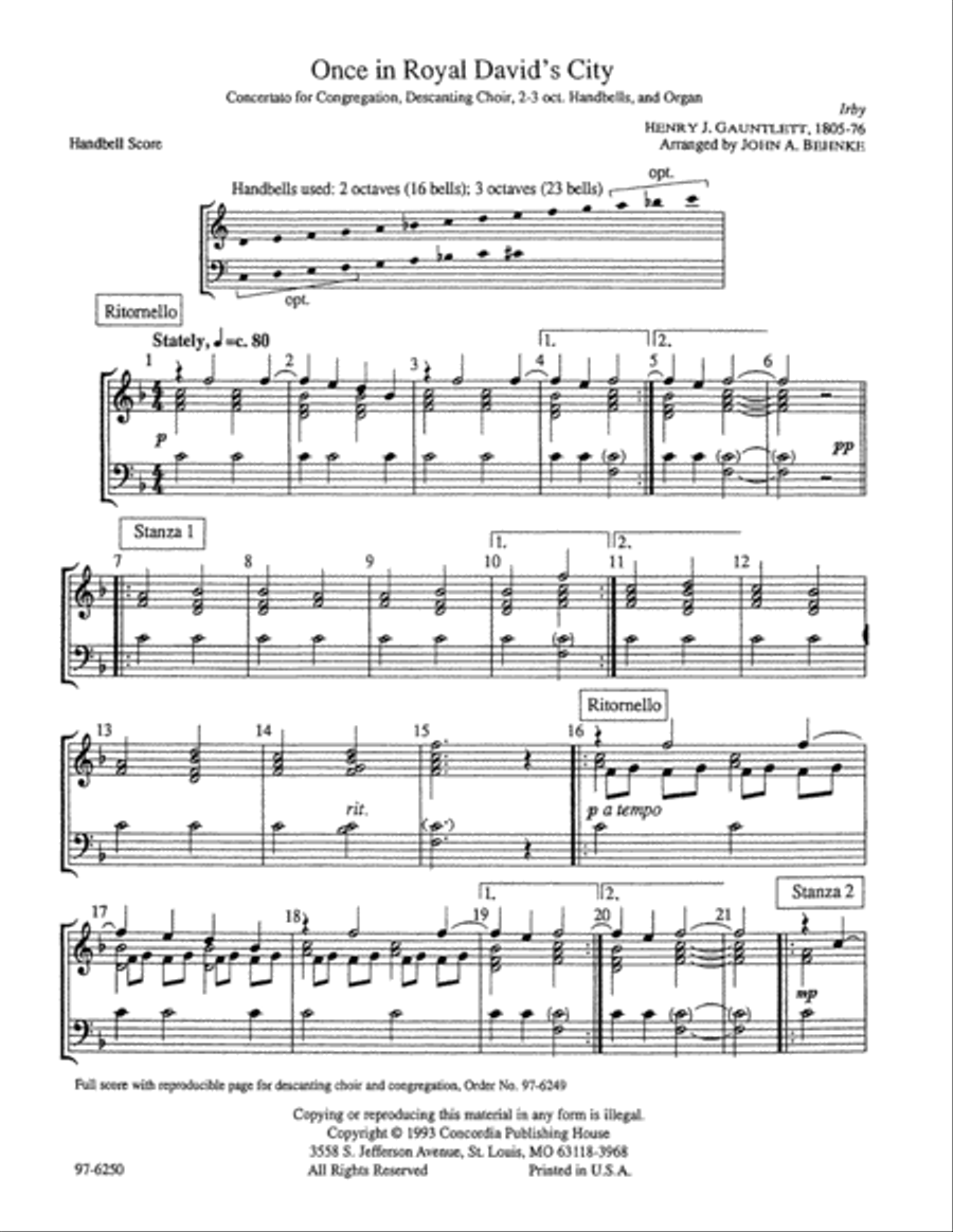 Once in Royal David's City Handbell Choir scores gallery preview page 2