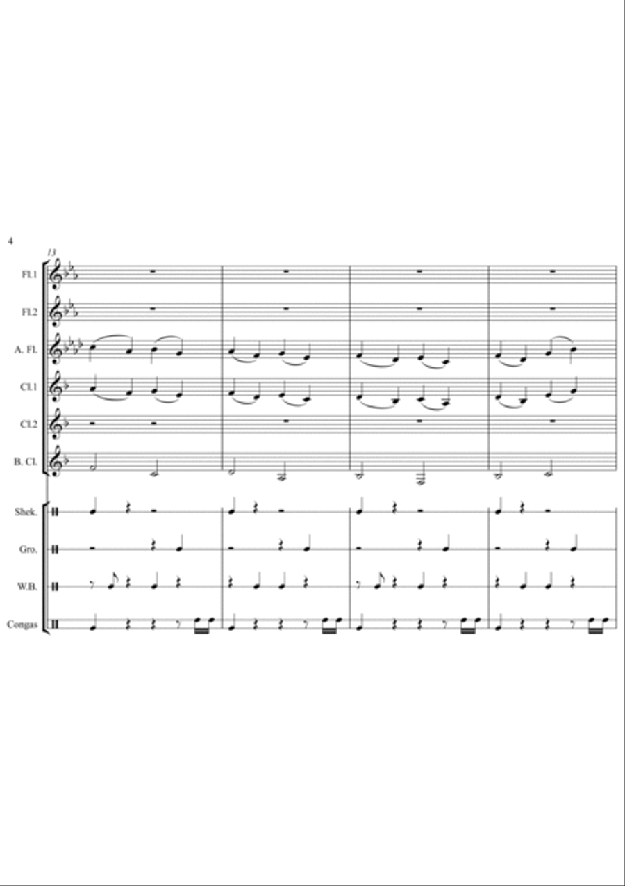 Pachelbel's Cannon - for Flute, Clarinet & Percussion Small Ensemble scores gallery preview page 4