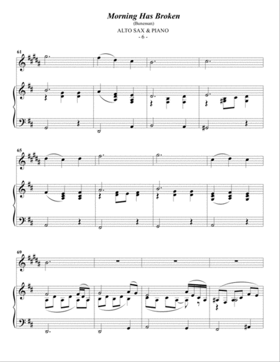 Morning Has Broken Alto Saxophone scores gallery preview page 6