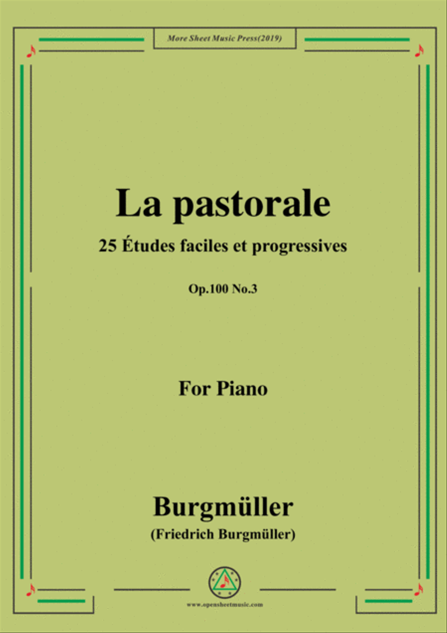 Burgmüller-25 Études faciles et progressives, Op.100 No.3,La pastorale Piano Solo scores gallery preview page 1