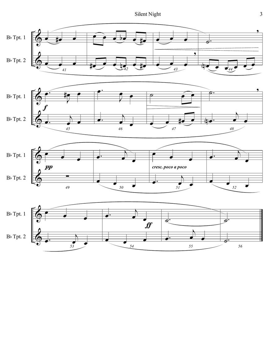 6 Traditional Christmas Carols for Trumpet Duet - Advanced Intermediate Trumpet Duet scores gallery preview page 3