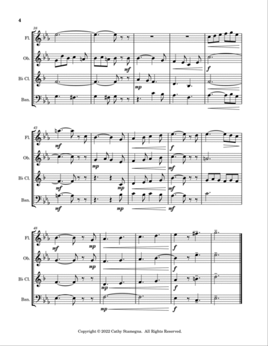 I’ll Take You Home Again, Kathleen (Woodwind Quartet: Flute, Oboe, Bb Clarinet, Bassoon) Woodwind Quartet scores gallery preview page 5