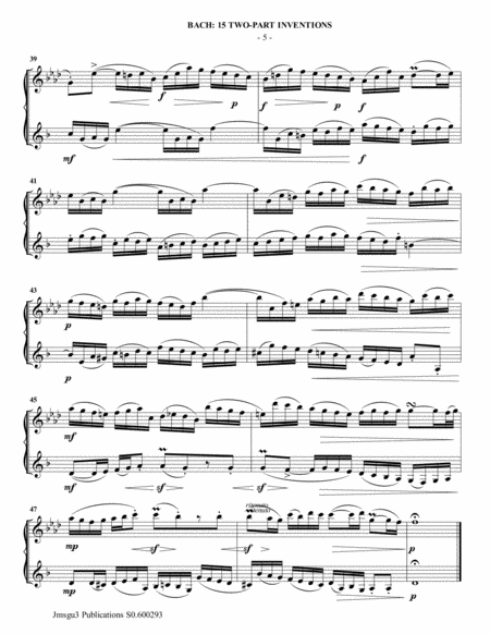 Bach: 15 Two-Part Inventions for Alto Flute & Bass Clarinet image number null