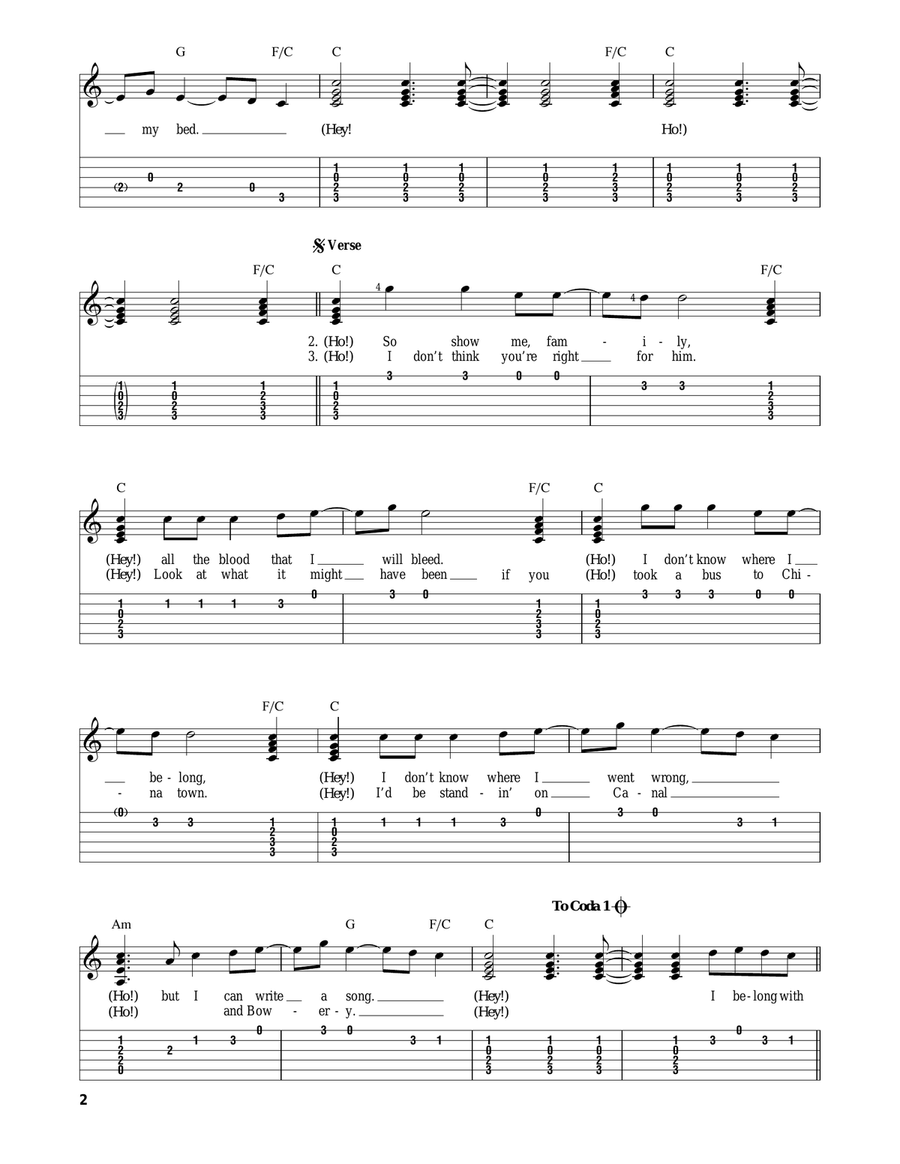 Ho Hey Acoustic Guitar scores gallery preview page 2