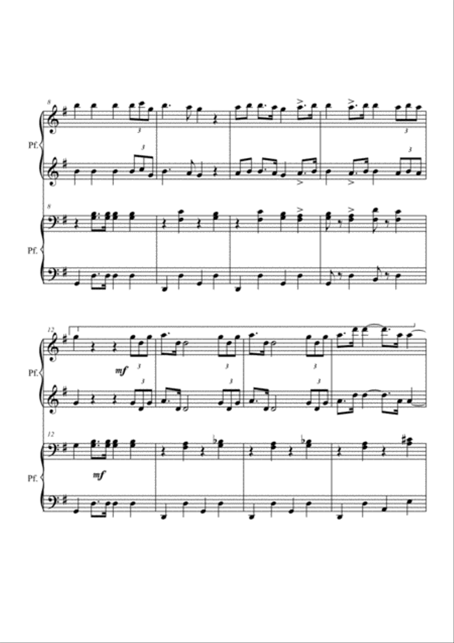 Aida Marcia trionfale. Piano 4 hands Easy Piano scores gallery preview page 2