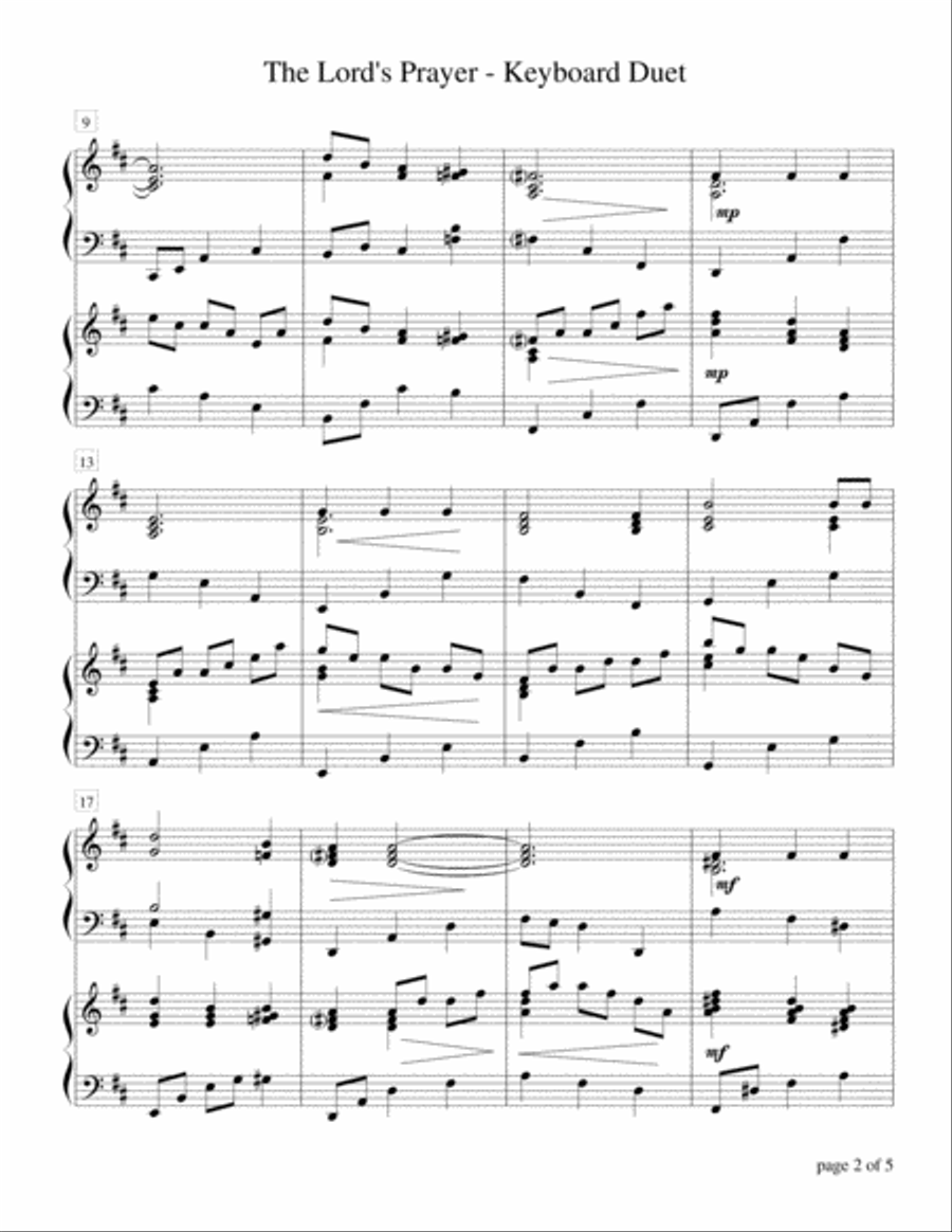 The Lord's Prayer (2 Pianos, 4 Hands Duet) 2 Pianos, 4-Hands scores gallery preview page 3