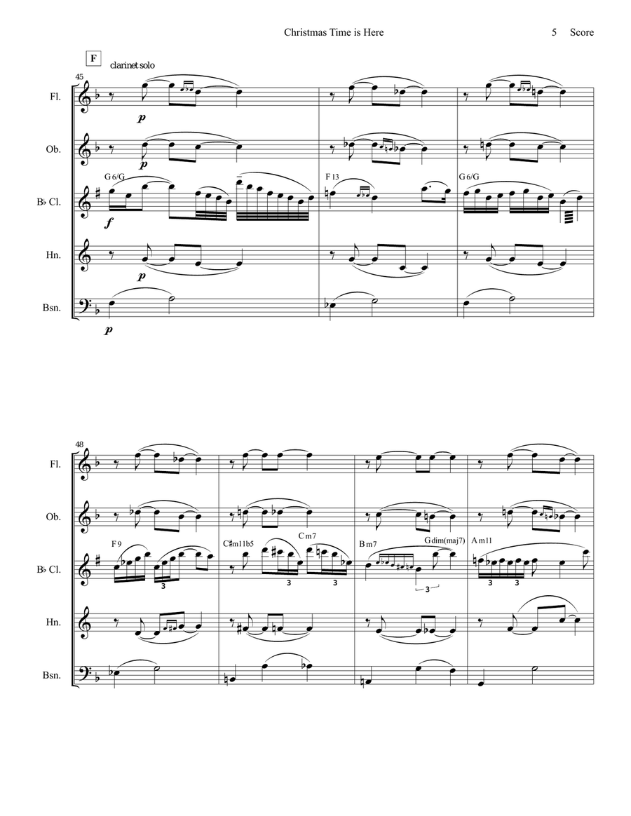 Christmas Time Is Here Christmas Time Is Here Woodwind Quintet scores gallery preview page 6