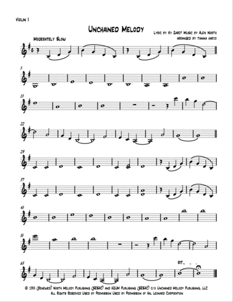 Unchained Melody String Quartet scores gallery preview page 1