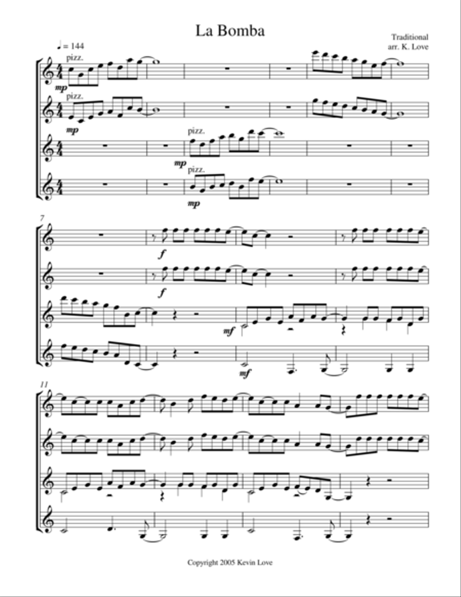La Bomba (Guitar Quartet) - Score and Parts Guitar Ensemble scores gallery preview page 1