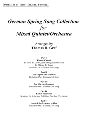 Book cover for German Spring Song Collection - 5 Concert Pieces - Multiplay - Part 3 in Bb Tenor