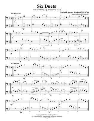 Book cover for 6 Duets Op. 50 by Friedrich August Belke for Trombone