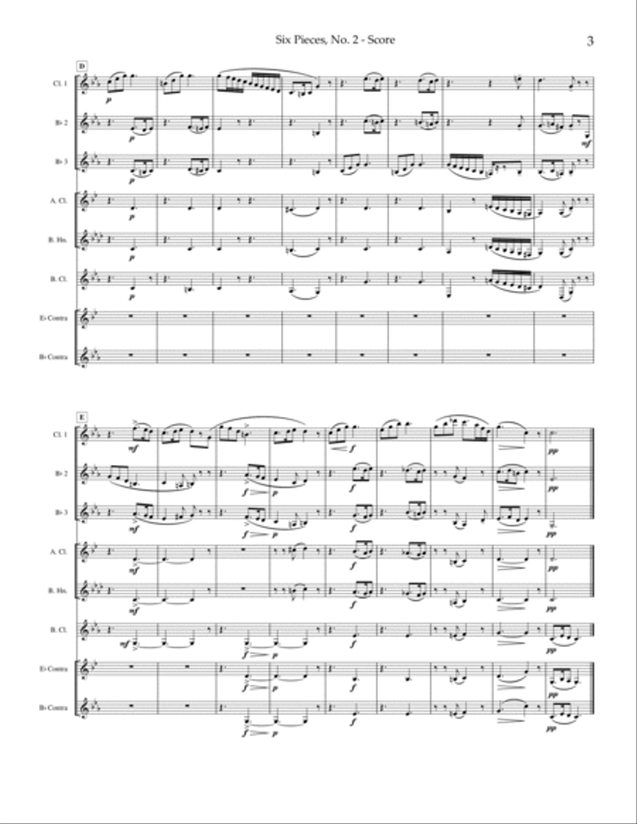 Six Pieces, No. 2 Clarinet Choir scores gallery preview page 4