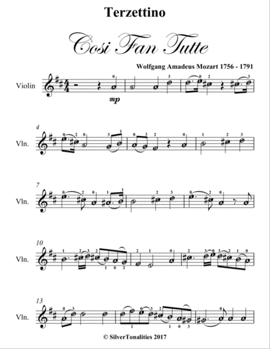 Terzettino Cosi Fan Tutte Easy Violin Sheet Music Violin Solo scores gallery preview page 2