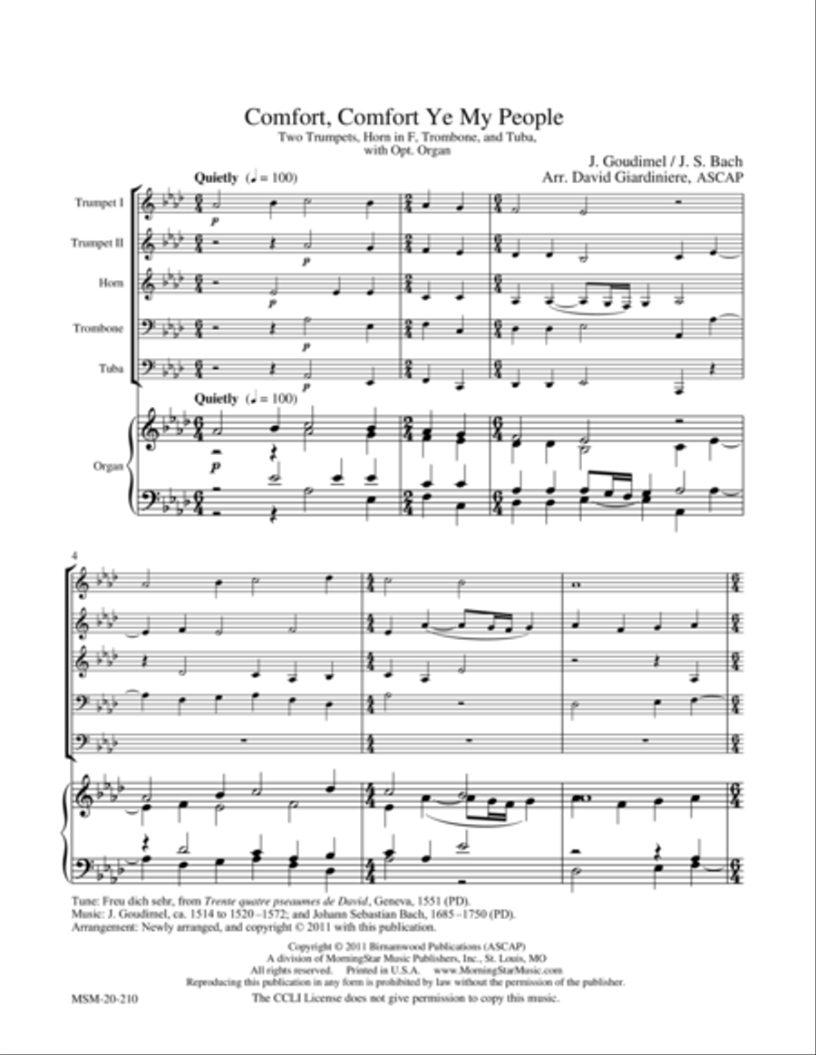 Comfort, Comfort Comfort, Comfort Organ scores gallery preview page 1