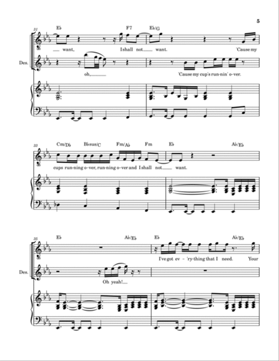 Shall Not Want Piano, Vocal, Guitar scores gallery preview page 6