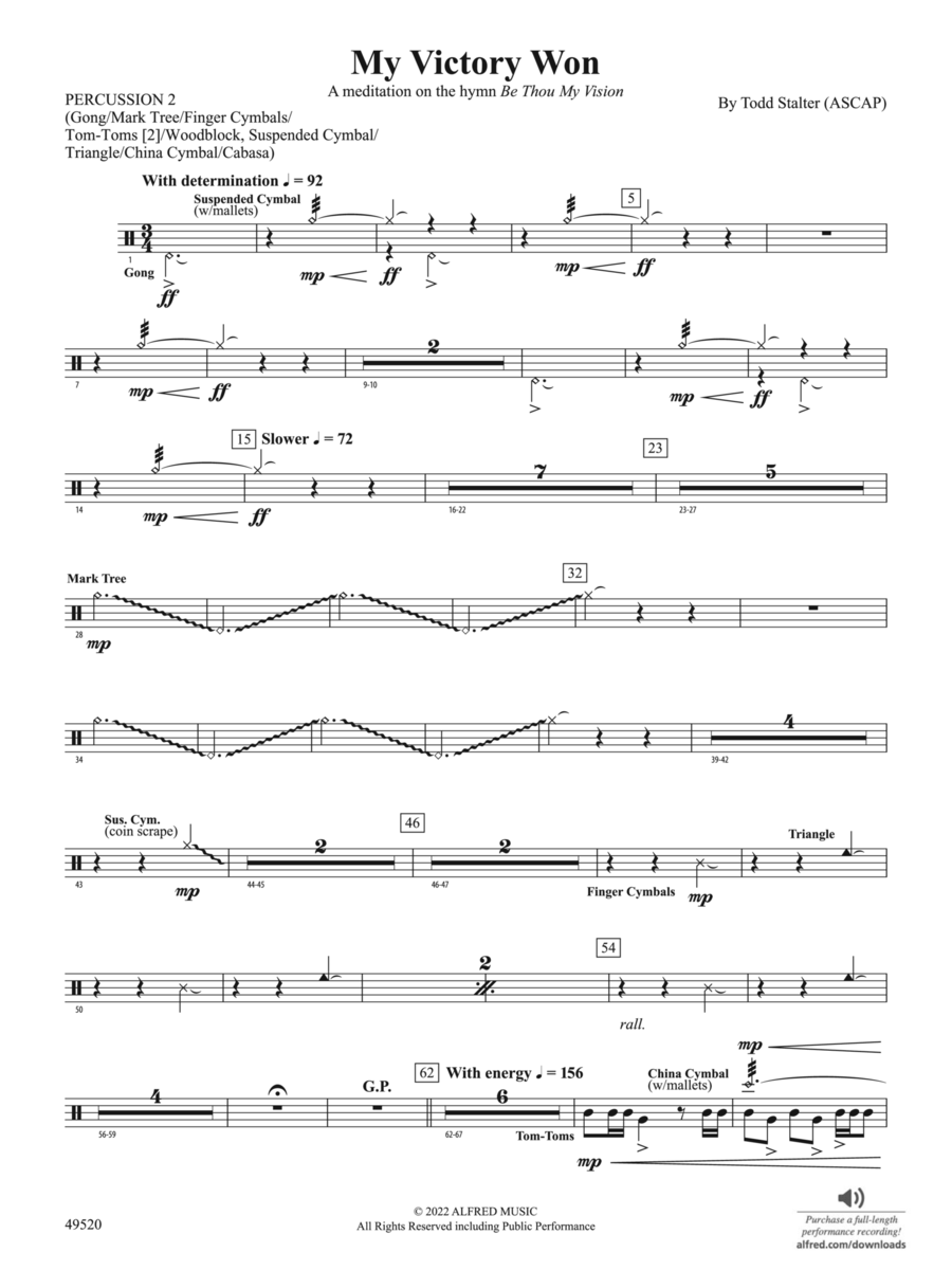 My Victory Won: 2nd Percussion Concert Band scores gallery preview page 1