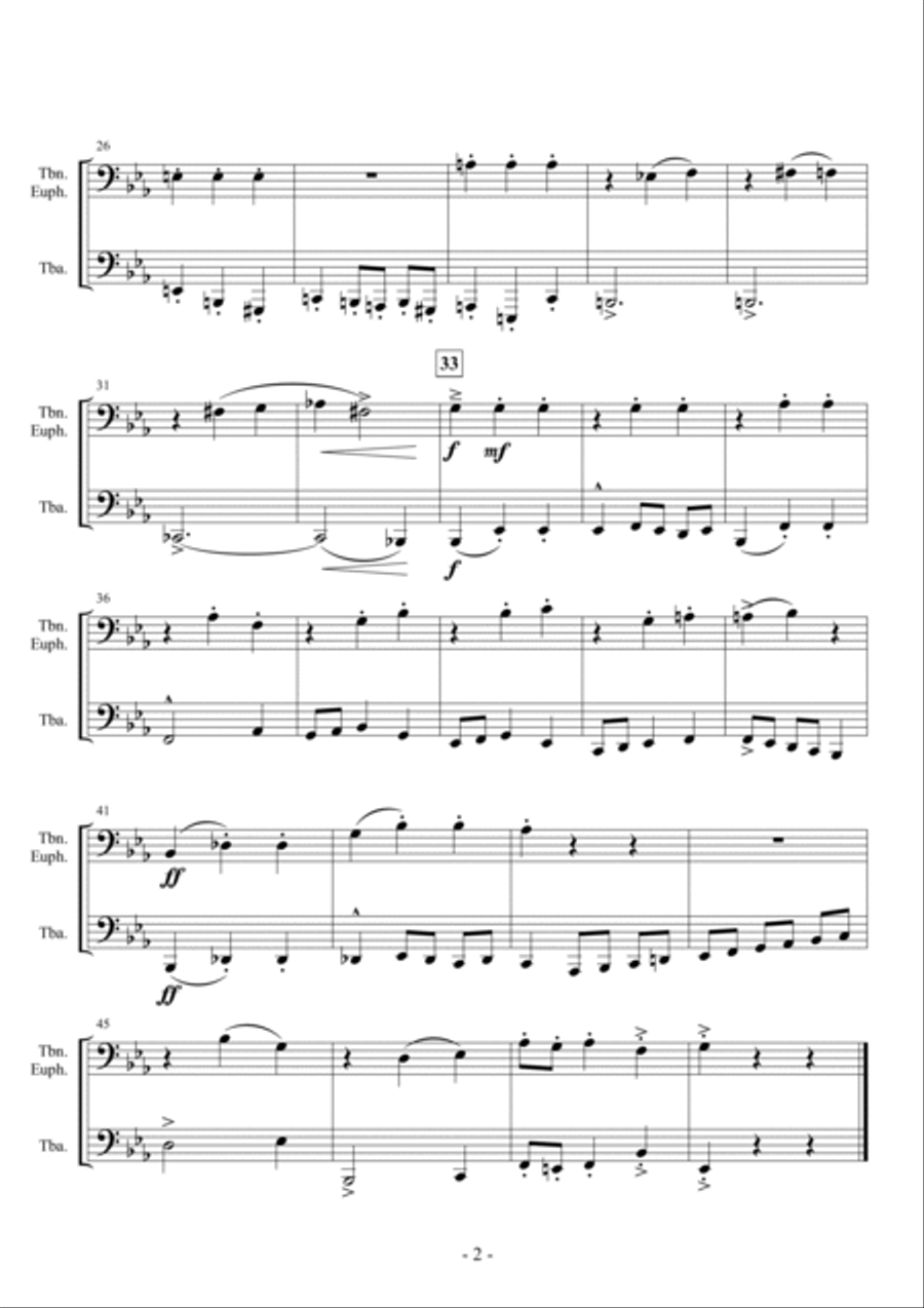 The Elephant Duet from Carnival of the Animals for Tuba Solo and Trombone (or Euphonium) Brass Duet scores gallery preview page 2