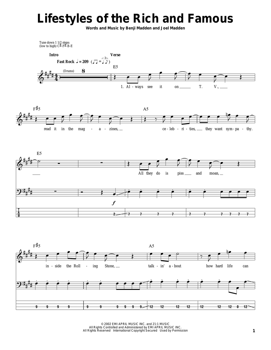 Lifestyles Of The Rich And Famous Acoustic Guitar scores gallery preview page 1