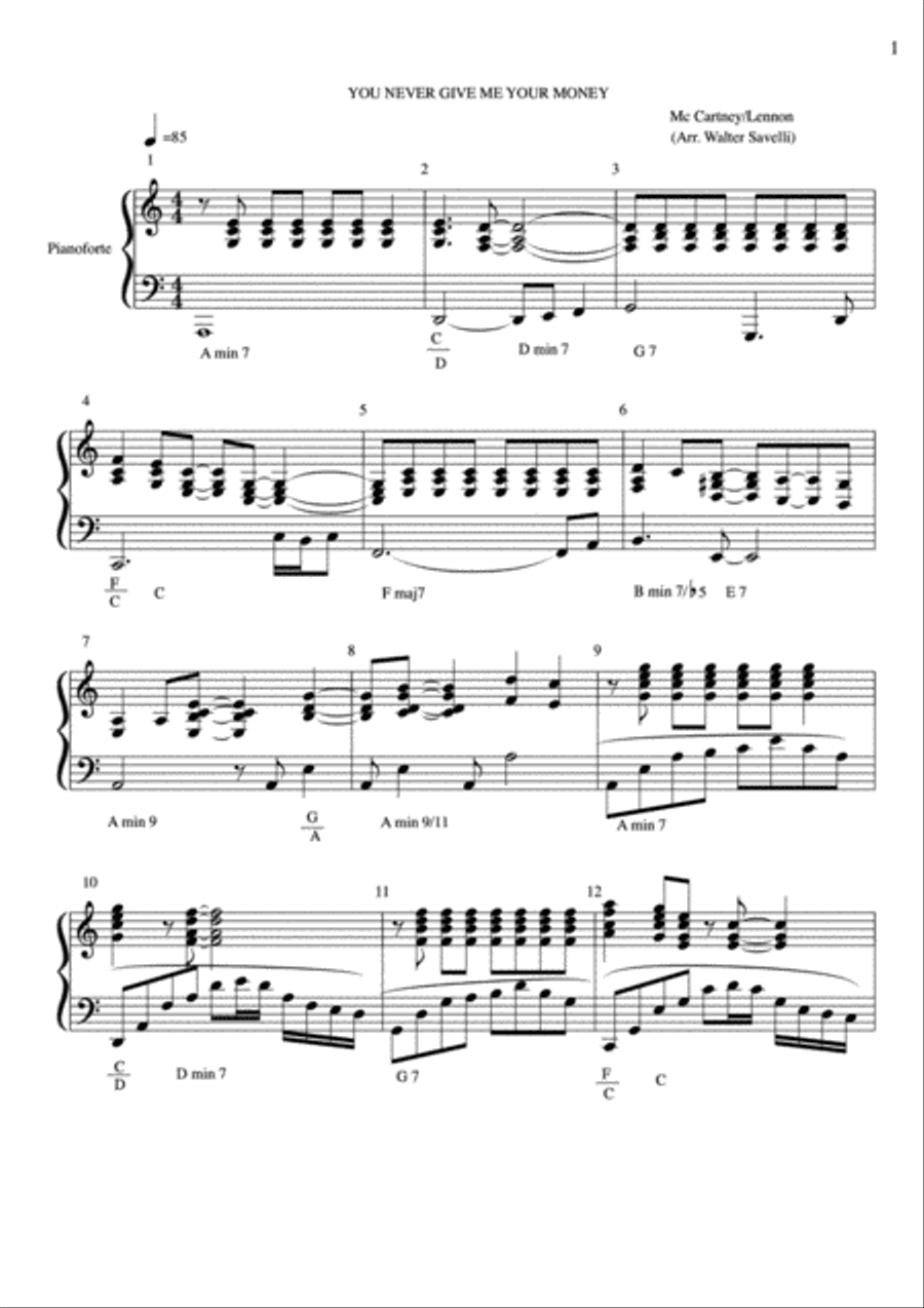 You Never Give Me Your Money Piano Solo scores gallery preview page 1