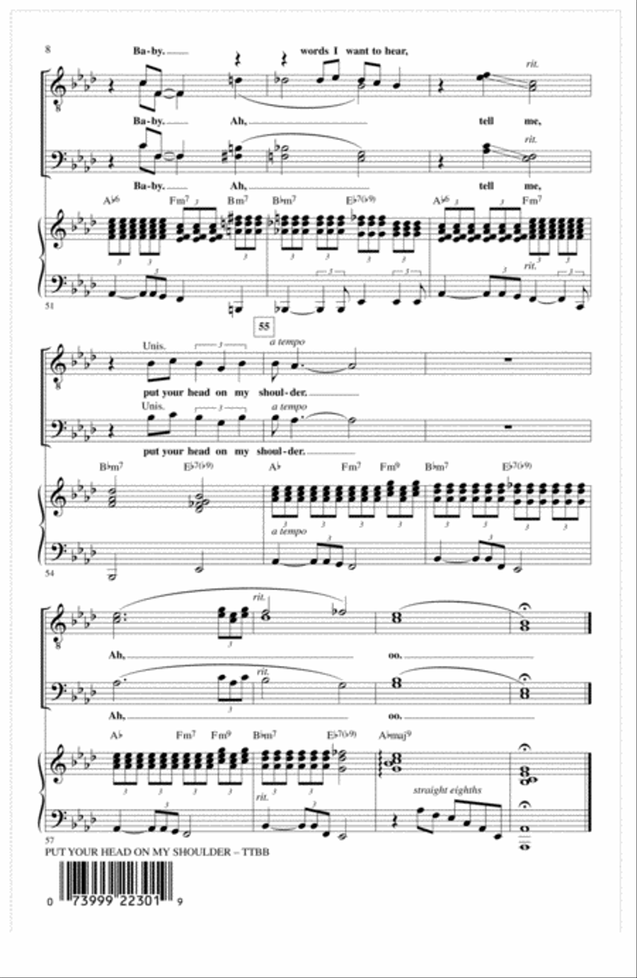 Put Your Head On My Shoulder (arr. Mac Huff) TTBB scores gallery preview page 7
