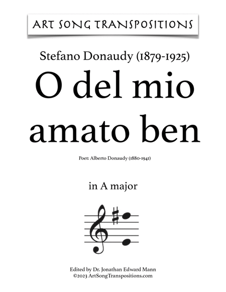 DONAUDY: O del mio amato ben (transposed to A major)