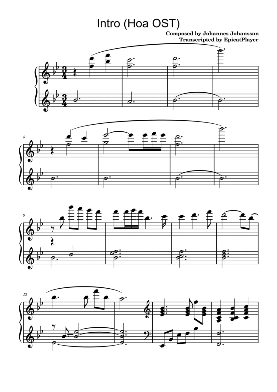 Hoa Intro Piano Solo scores gallery preview page 1