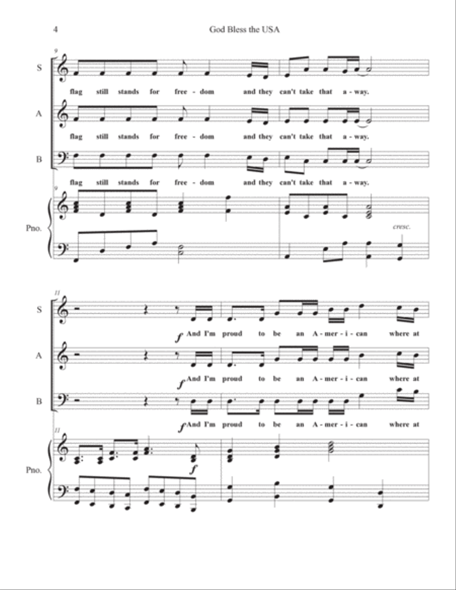 God Bless The U.s.a. 3-Part scores gallery preview page 4