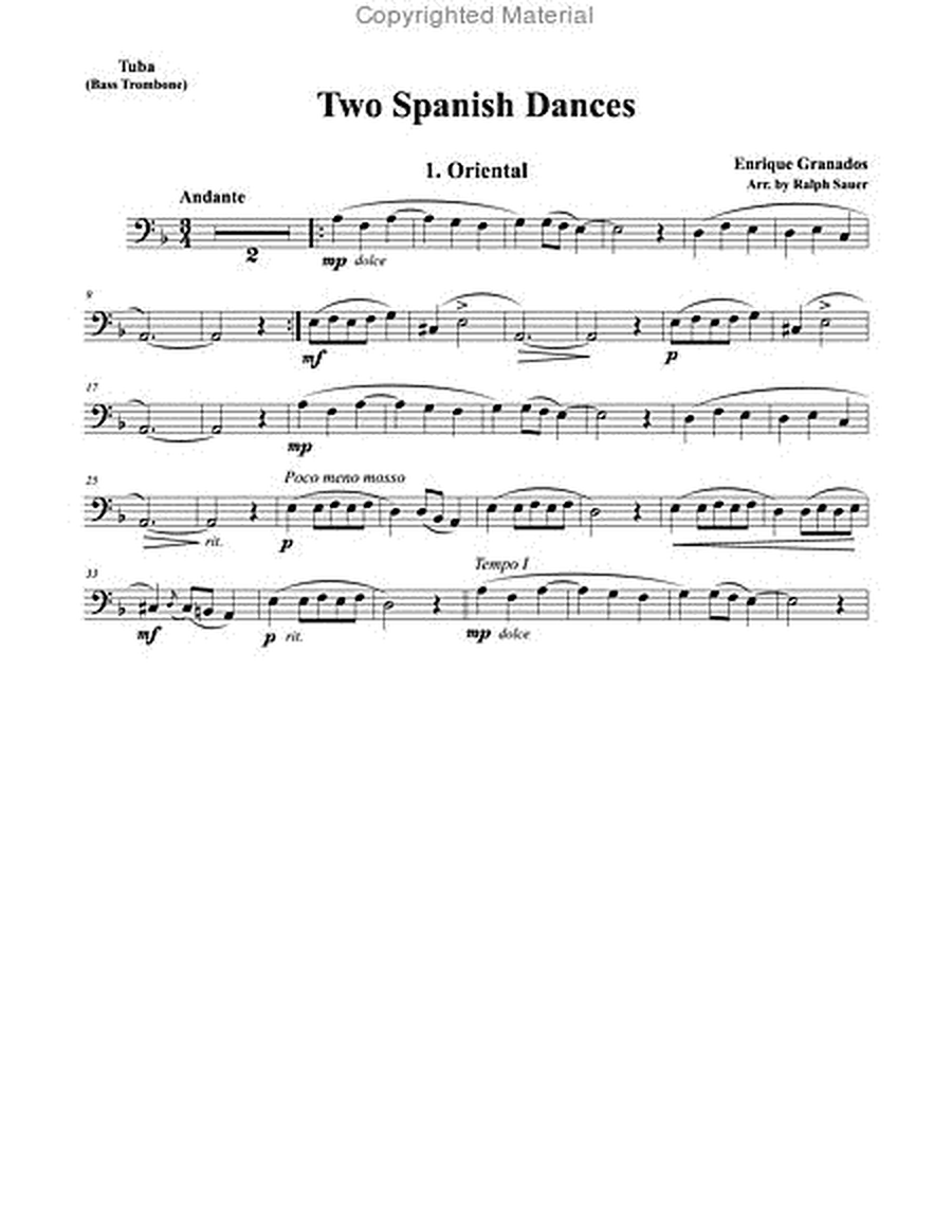 Two Spanish Dances for Tuba or Bass Trombone & Piano image number null