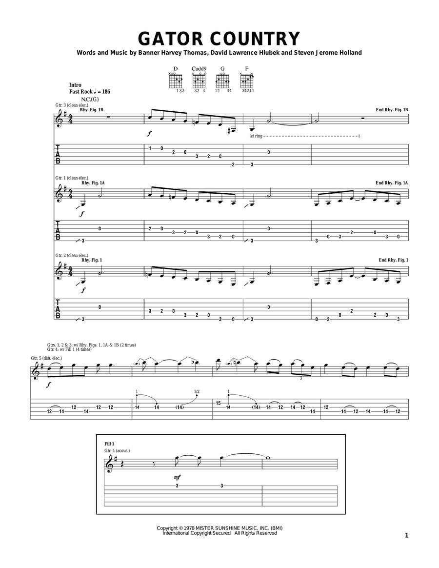 Gator Country Gator Country Electric Guitar scores gallery preview page 1