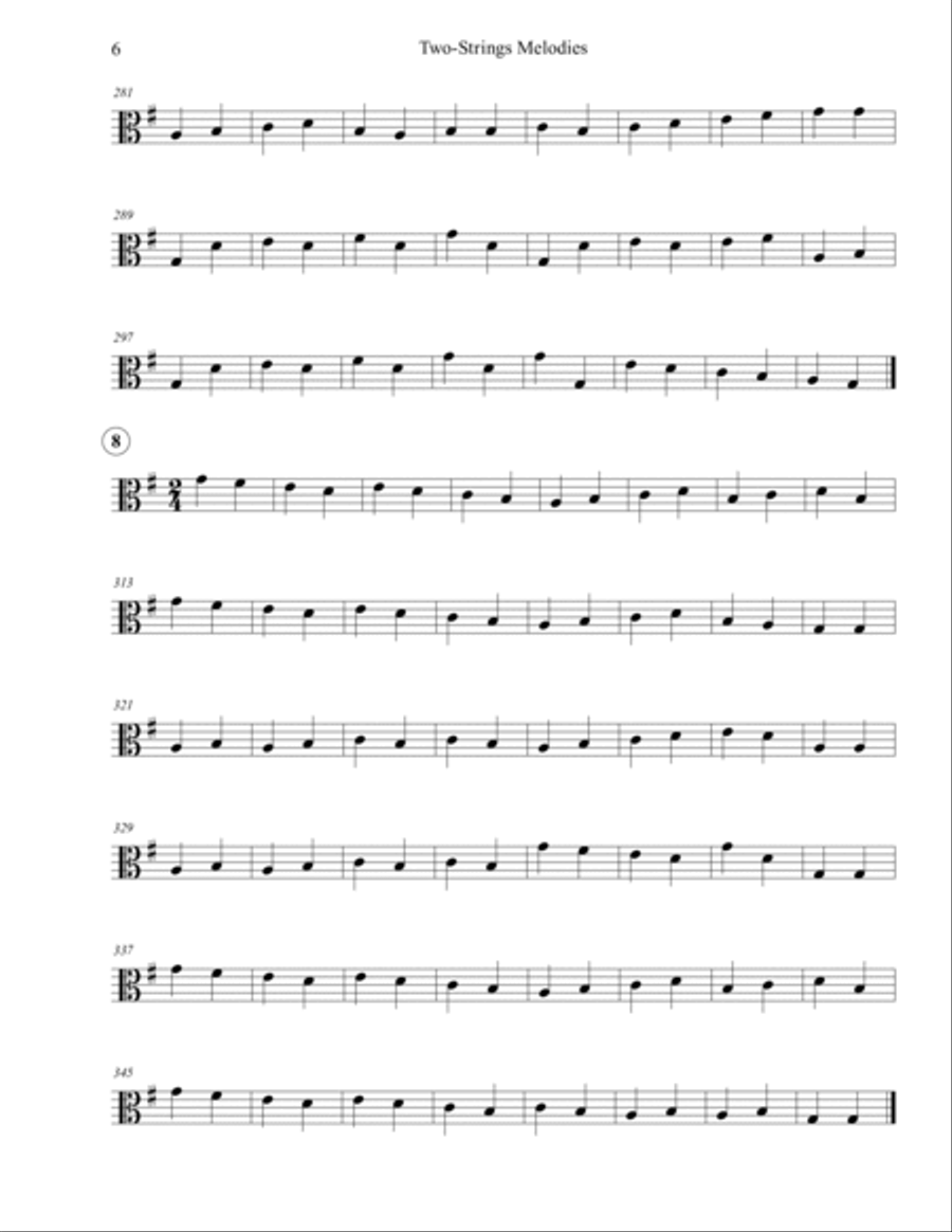 Two-Strings Melodies for the beginner violist. Viola Solo scores gallery preview page 6