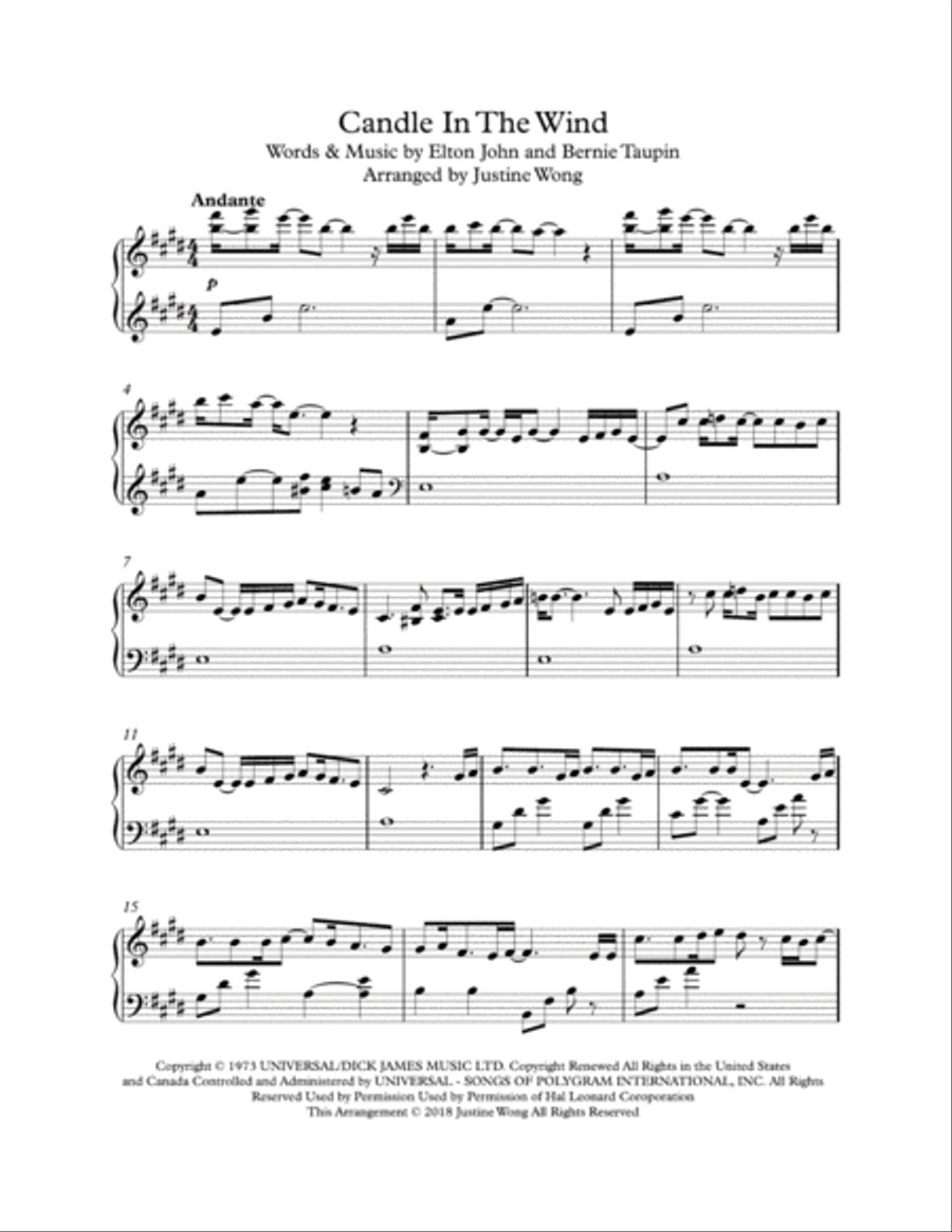 Candle In The Wind Candle In The Wind Piano Solo scores gallery preview page 3