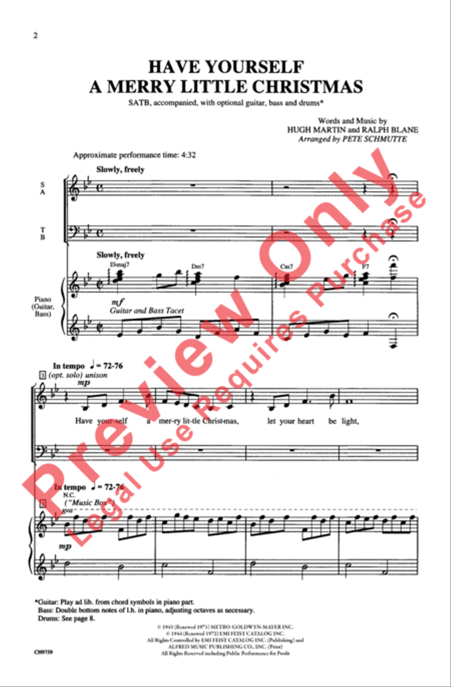 Have Yourself a Merry Little Christmas 4-Part scores gallery preview page 2