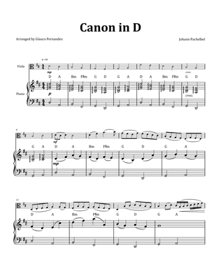 Book cover for Canon by Pachelbel - Viola & Piano and Chord Notation