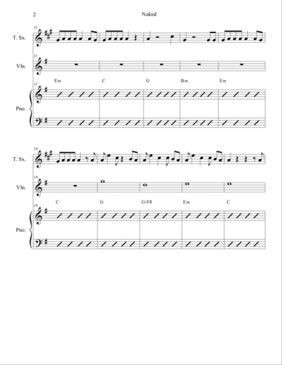 Naked Tenor Saxophone scores gallery preview page 2