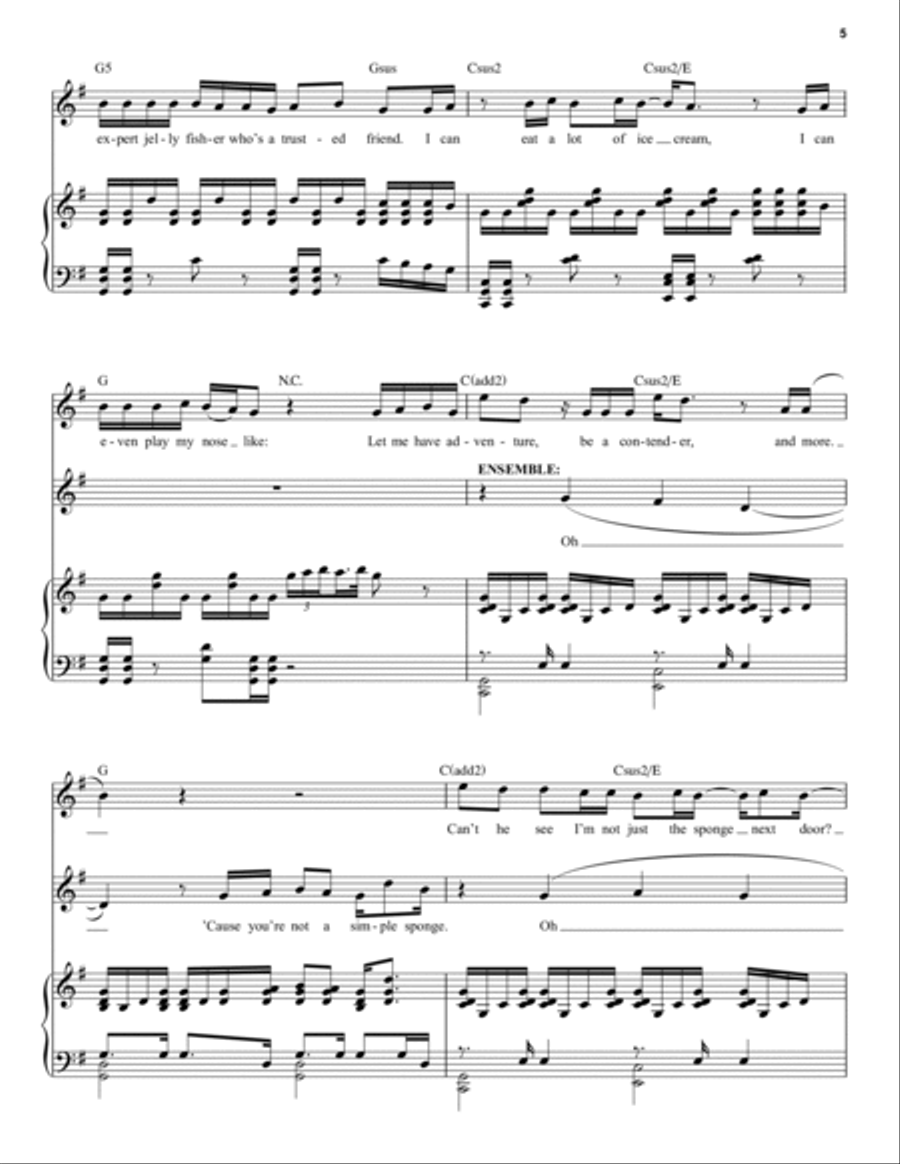 (Just A) Simple Sponge (from Spongebob Squarepants, The Broadway Musical) Piano, Vocal scores gallery preview page 5
