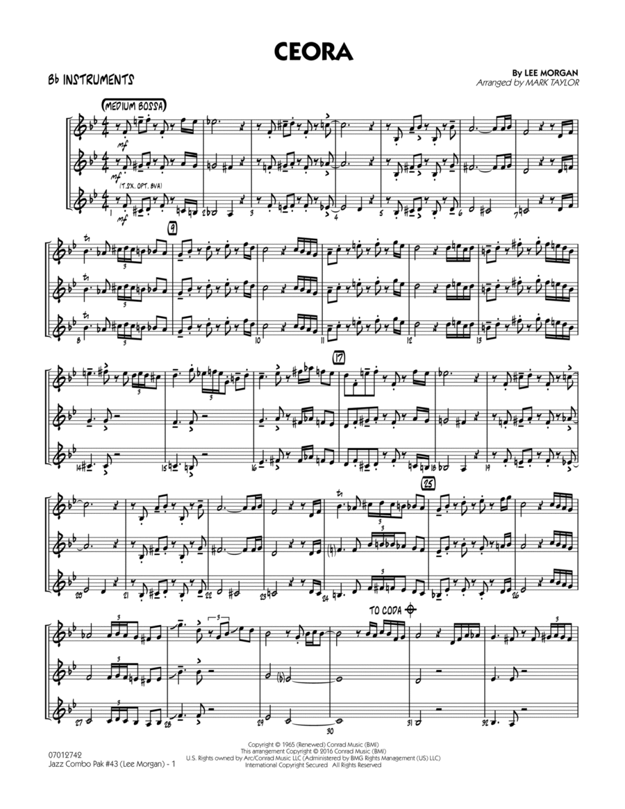 Jazz Combo Pak #43 (Lee Morgan) - Bb Instruments Jazz Ensemble scores gallery preview page 1