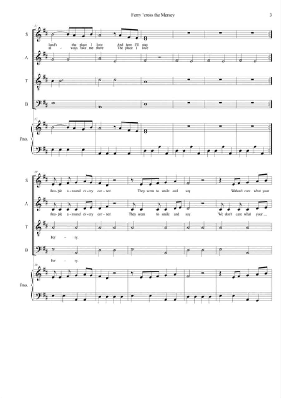 Ferry 'cross The Mersey 4-Part scores gallery preview page 3