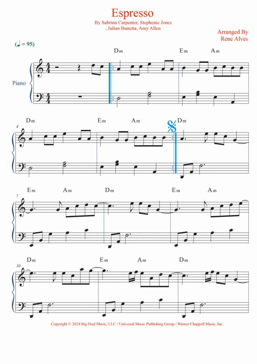 Espresso Easy Piano scores gallery preview page 1
