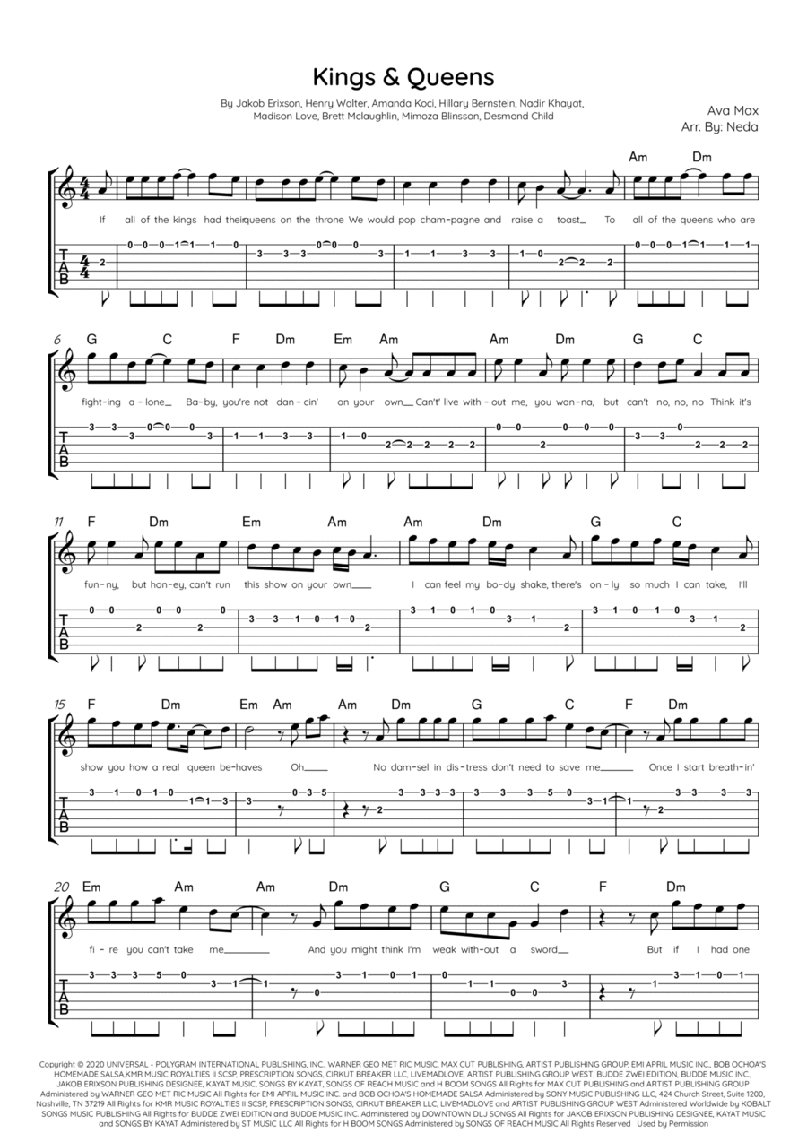 Kings & Queens Electric Guitar scores gallery preview page 1