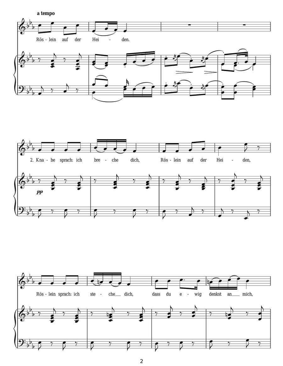 Heidenroslein Piano, Vocal scores gallery preview page 2