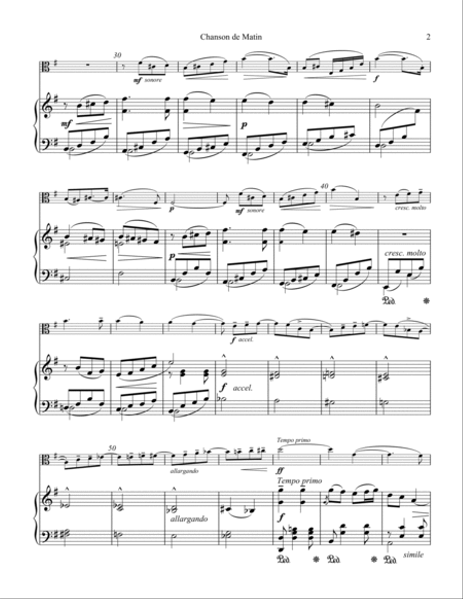 Chanson de Matin Op. 15 for viola and piano Piano scores gallery preview page 3