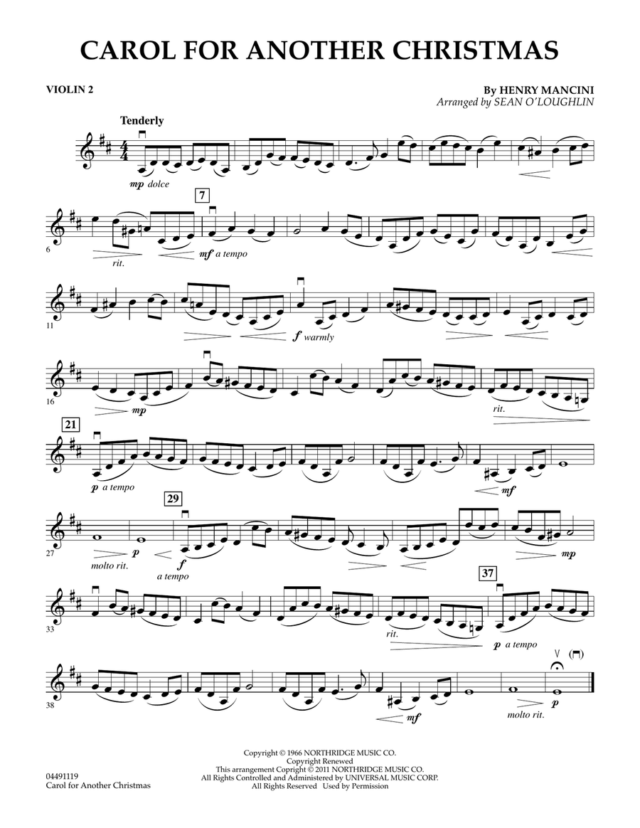 Carol For Another Christmas - Violin 2 Orchestra scores gallery preview page 1