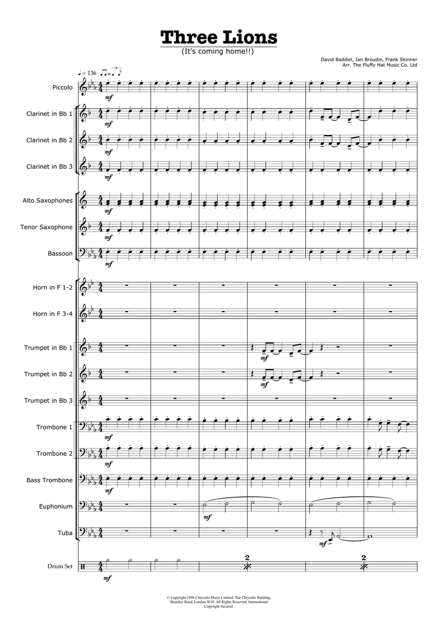 Three Lions Concert Band scores gallery preview page 1