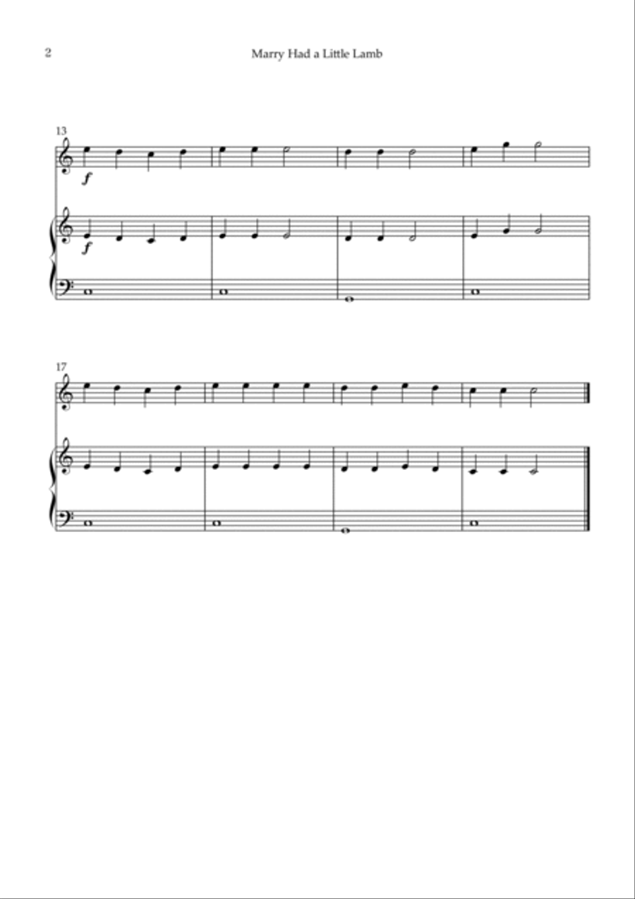 Marry Had a Little Lamb Flute Solo scores gallery preview page 2