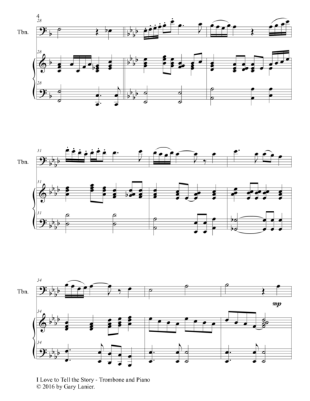 Gary Lanier: 3 BEAUTIFUL HYMNS, Set V (Duets for Trombone & Piano) image number null